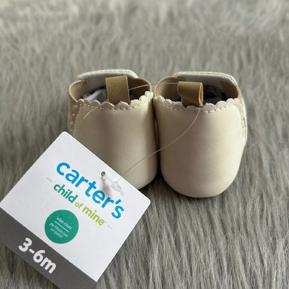 Carter's Child Of Mine Baby Shoes Infant Girls Size 3-6 Months White Booties NEW